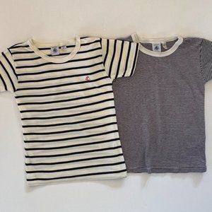 Petit Bateau unisex nautical striped cotton t-shirts, set of 2, age 6 years
